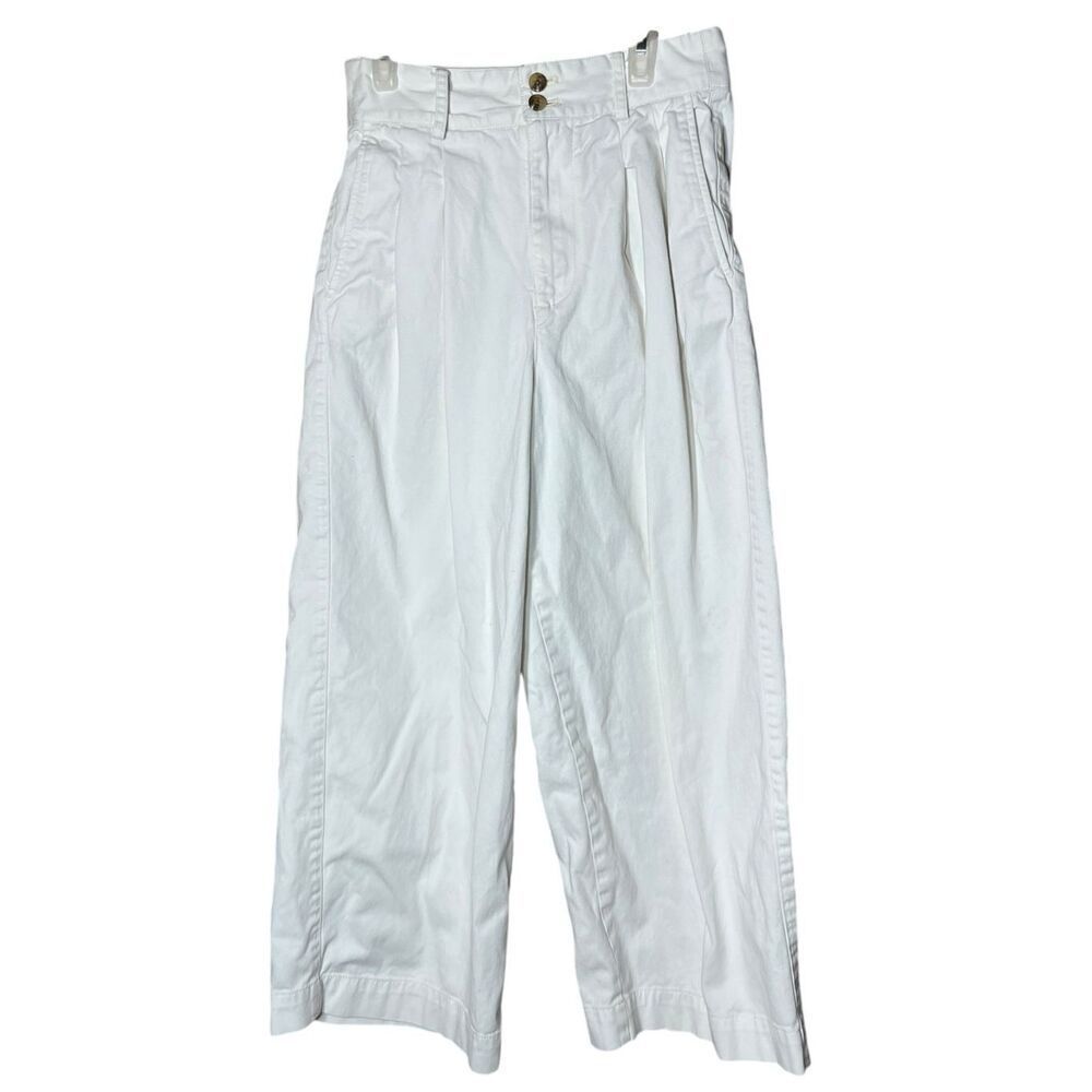 Madewell White High Waisted Wide Leg‎ Trouser Pants Size 0